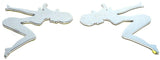 Cutout Sitting Nude Set Small Chrome Plated Tape Mount 6" #90491, 90501 Pair