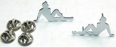 GG Hat Pins Sitting Male Face Right & Face Left Chrome Plated #93110 Pair