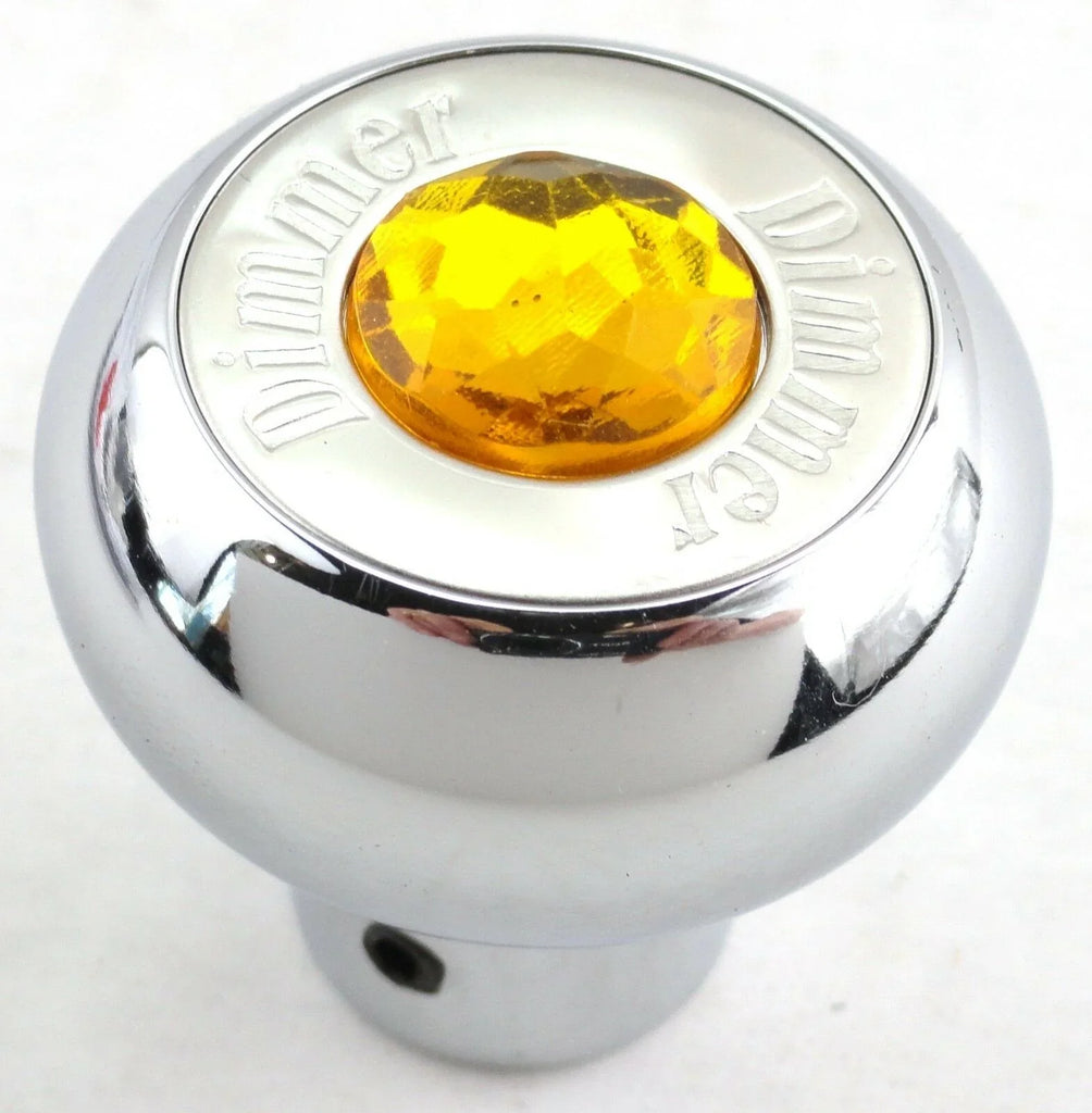 Deluxe Dimmer Control Knob Amber Jewel SS Block Letter for 1/4" Shaft GG#95660