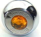 Deluxe Dimmer Control Knob Amber Jewel SS Block Letter for 1/4" Shaft GG#95660