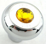 GG Deluxe Fan Knob Chrome Amber Jewel Stainless Steel Plaque Block Letter #95690