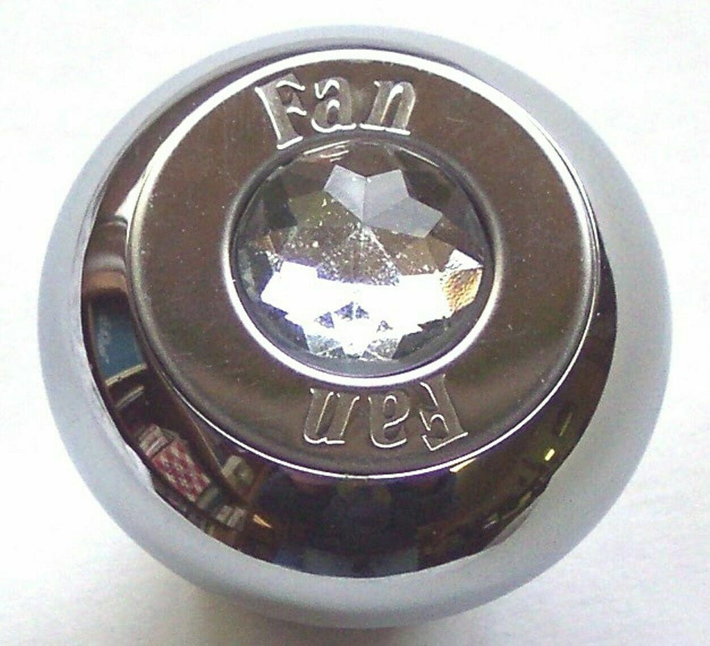 GG Deluxe Dash Control Knob Fan Clear Jewel SS Plaque Chrome Knob #95692 Each