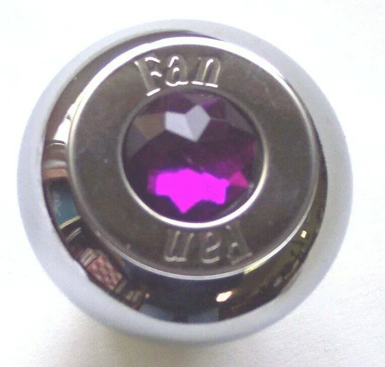 Deluxe Dash Control Knob Fan Purple Jewel SS Plaque Chrome Knob GG#95694 Each