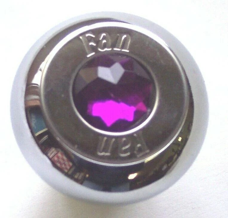 Deluxe Dash Control Knob Fan Purple Jewel SS Plaque Chrome Knob GG#95694 Each