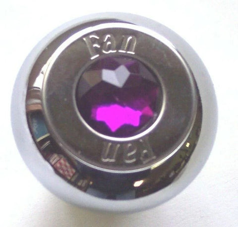 Deluxe Dash Control Knob Fan Purple Jewel SS Plaque Chrome Knob GG#95694 Each