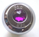 Deluxe Dash Control Knob Fan Purple Jewel SS Plaque Chrome Knob GG#95694 Each