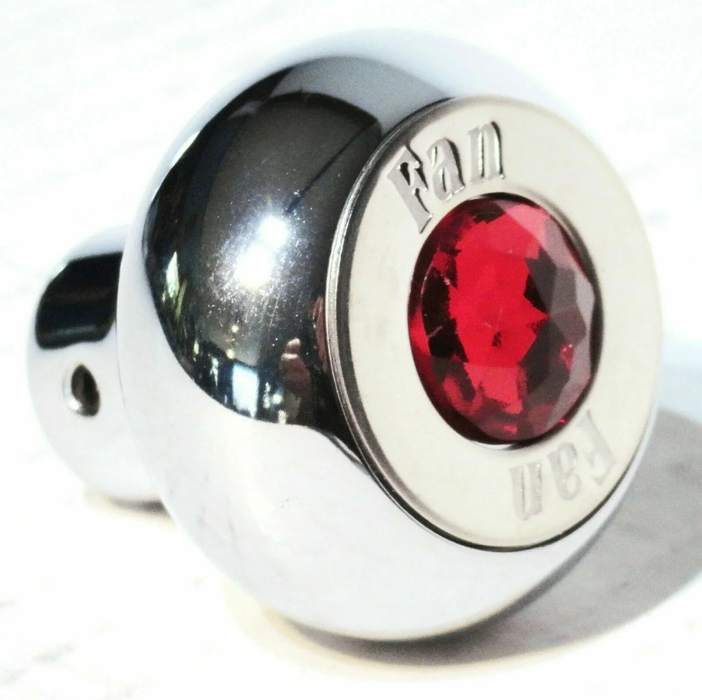 GG Deluxe Dash Control Knob Fan Red Jewel SS Plaque Chrome Knob #95695 Each