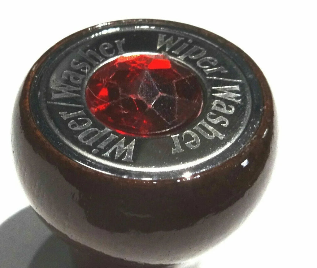 GG Dash Knob for Wiper/Washer Rosewood W/Red Jewel Stainless Plate #95745 Each