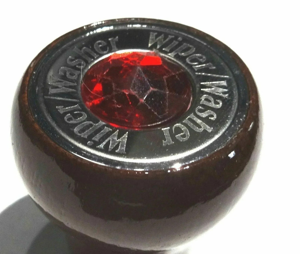 GG Dash Knob for Wiper/Washer Rosewood W/Red Jewel Stainless Plate #95745 Each