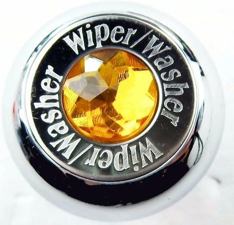 Deluxe Wiper/Washer Control Knob Amber Jewel SS Block Letter 1/4" Shaft GG#95750