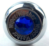 Deluxe Wiper/Washer Control Knob Blue Jewel SS Block Letter 1/4" Shaft GG#95751
