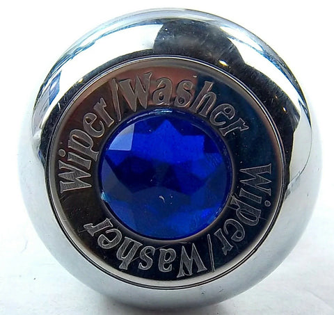 Deluxe Wiper/Washer Control Knob Blue Jewel SS Block Letter 1/4" Shaft GG#95751