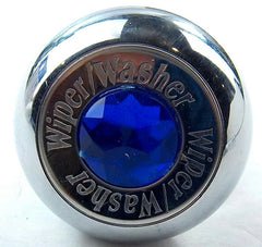 Deluxe Wiper/Washer Control Knob Blue Jewel SS Block Letter 1/4" Shaft GG#95751