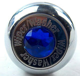 Deluxe Wiper/Washer Control Knob Blue Jewel SS Block Letter 1/4" Shaft GG#95751