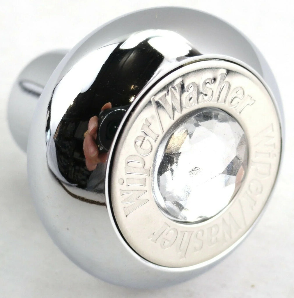 Deluxe Wiper/Washer Control Knob Clear Jewel SS Block Letter 1/4" Shaft GG#95752