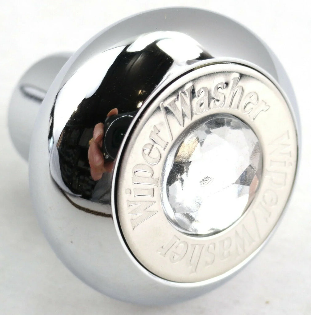 Deluxe Wiper/Washer Control Knob Clear Jewel SS Block Letter 1/4" Shaft GG#95752