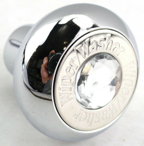 Deluxe Wiper/Washer Control Knob Clear Jewel SS Block Letter 1/4" Shaft GG#95752
