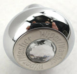 Deluxe Wiper/Washer Control Knob Clear Jewel SS Block Letter 1/4" Shaft GG#95752