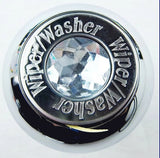 Deluxe Wiper/Washer Control Knob Clear Jewel SS Block Letter 1/4" Shaft GG#95752