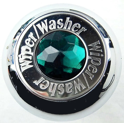 Deluxe Wiper/Washer Control Knob Green Jewel SS Block Letter 1/4" Shaft GG#95753