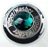 Deluxe Wiper/Washer Control Knob Green Jewel SS Block Letter 1/4" Shaft GG#95753