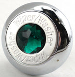 Deluxe Wiper/Washer Control Knob Green Jewel SS Block Letter 1/4" Shaft GG#95753