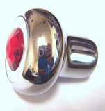 Air Brake Valve Tractor Trailer Knob Set Screw-on Chrome Red Jewel GG#95875-925