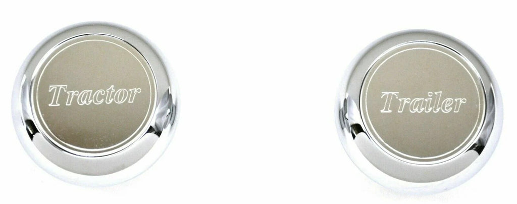 Deluxe Tractor Trailer Screw-On Air Brake Knobs Steel Plaque Chrome GG#95965-66