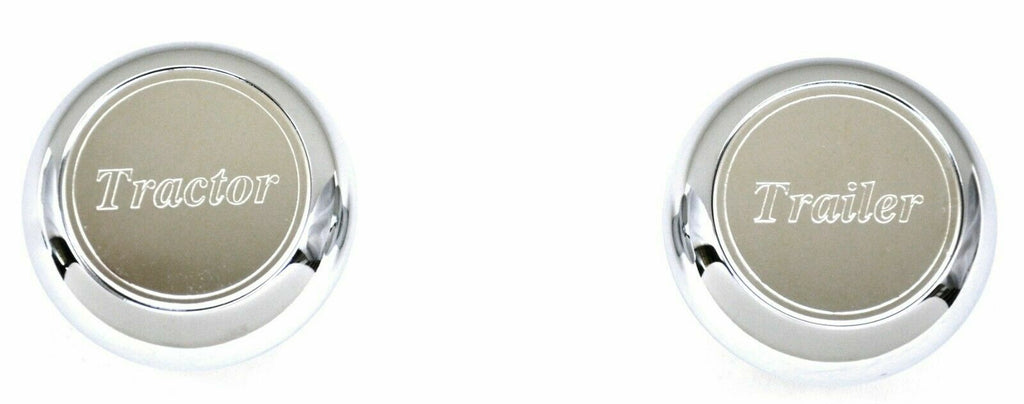 Deluxe Tractor Trailer Screw-On Air Brake Knobs Steel Plaque Chrome GG#95965-66