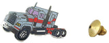 Semi Truck Hat Pin Tie Tack Lapel Pin Grey & Red Painted Metal Stud BJ663-TT