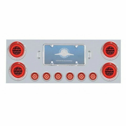 Rear Enclosed Center Tail Light Panel Red Lens GLO LEDs Stainless UP#34280
