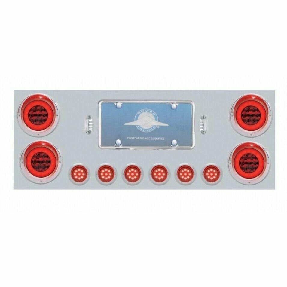 Rear Enclosed Center Tail Light Panel Red Lens GLO LEDs Stainless UP#34280