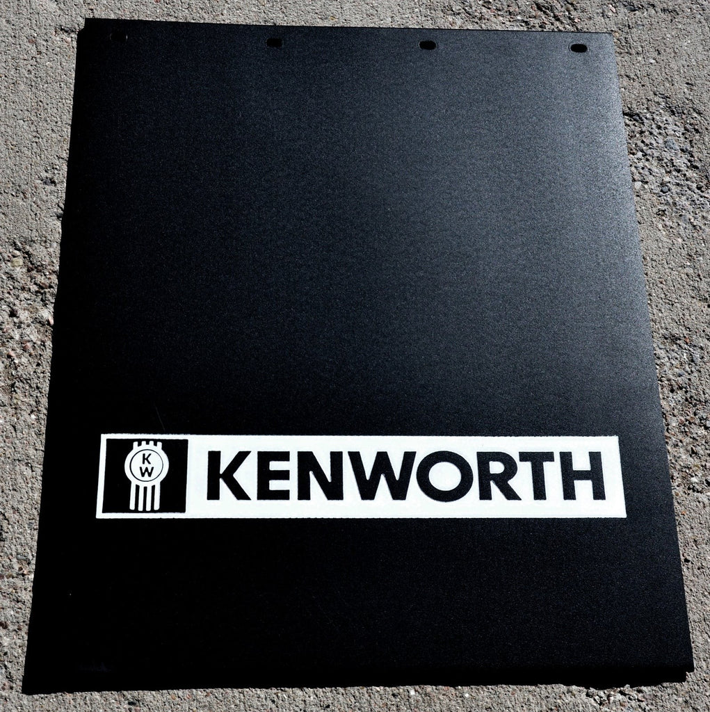Mudflaps for Kenworth 24x30 Black White 3/8 Thick Rubber Rib Back MKW-2430 Pair