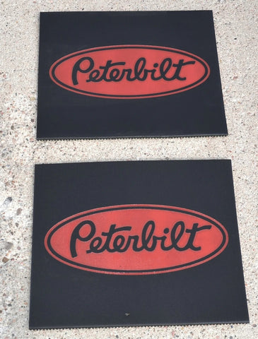 Front Fender Mud Flaps for Peterbilt 16x14 Black Red 3/8" Rubber MP-1614 -Pair