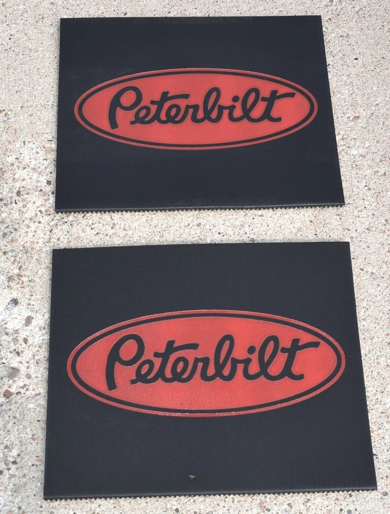 Front Fender Mud Flaps for Peterbilt 16x14 Black Red 3/8" Rubber MP-1614 -Pair