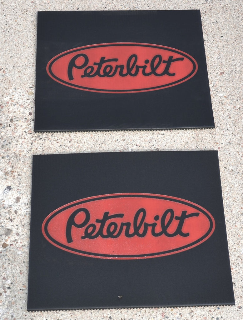 Front Fender Mud Flaps for Peterbilt 16x14 Black Red 3/8" Rubber MP-1614 -Pair