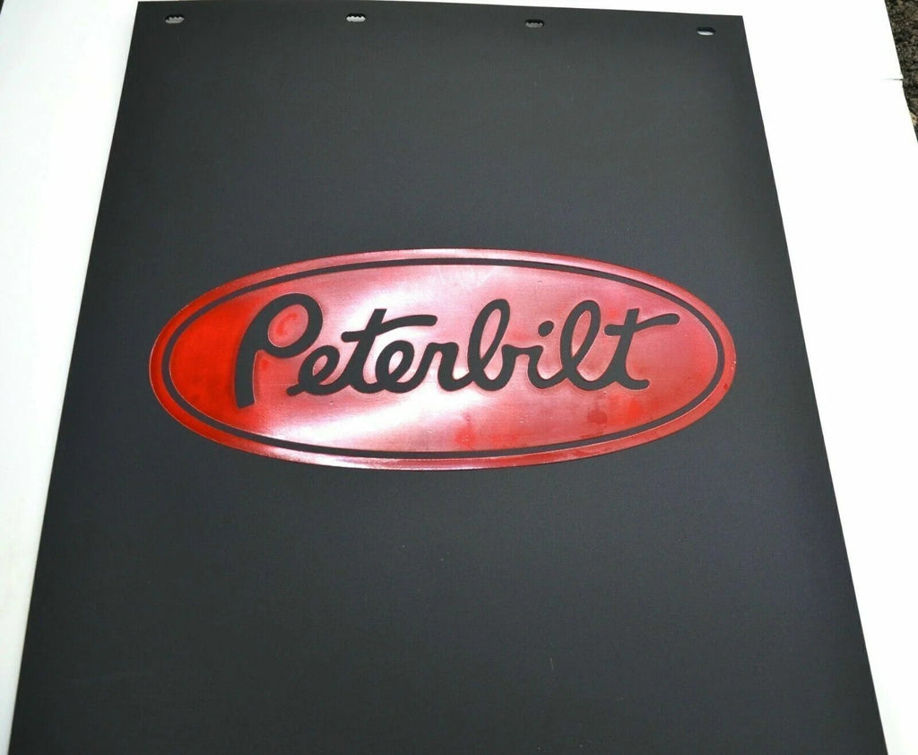 Mudflaps for Peterbilt 24x30 Black Red 3/8 Thick Rubber Ribbed Back MP-2430 Pair