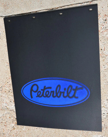 Mudflaps for Peterbilt 24x30 Black Rubber Blue 3/8 Thick Rib Back MPB-2430 Pair