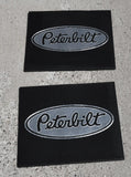 Front Fender Mud Flaps for Peterbilt 16x14 Black Silver Logo 3/8 Rubber MPS-1614