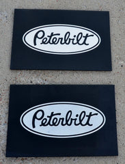 Front Fender Mud Flap For Peterbilt 18X12 Black Silver Logo Rubber MPS-1812-Pair