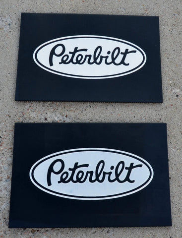 Front Fender Mud Flap For Peterbilt 18X12 Black Silver Logo Rubber MPS-1812-Pair