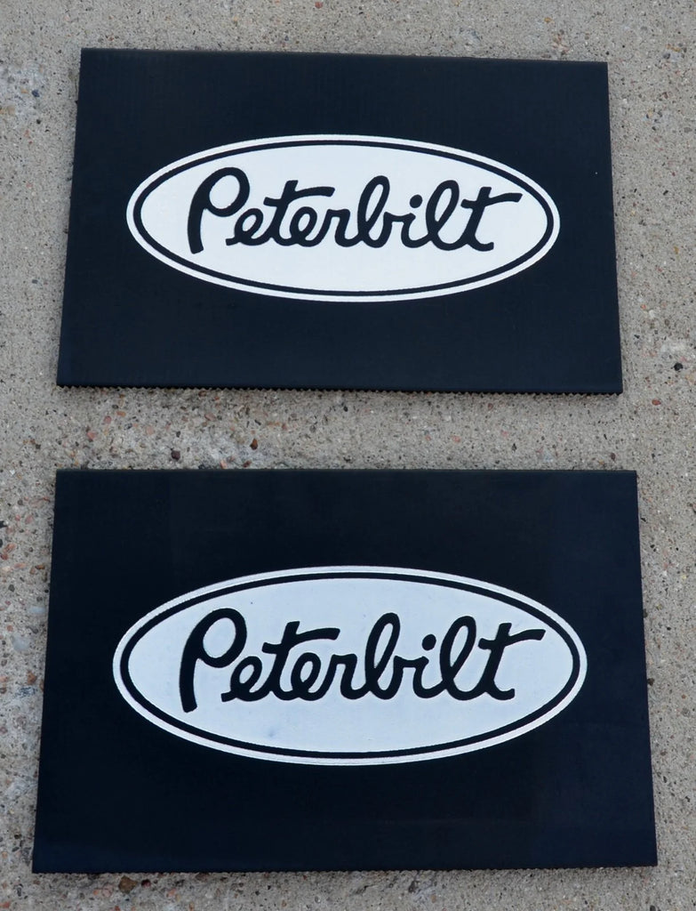 Front Fender Mud Flap For Peterbilt 18X12 Black Silver Logo Rubber MPS-1812-Pair