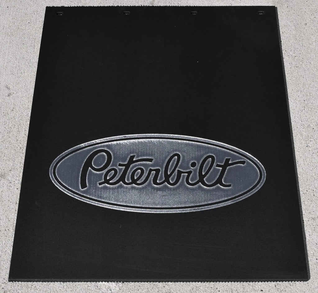 Mudflaps for Peterbilt 24" x 30" Black Silver 3/8 Thick Rubber Rib Back MPS-2430