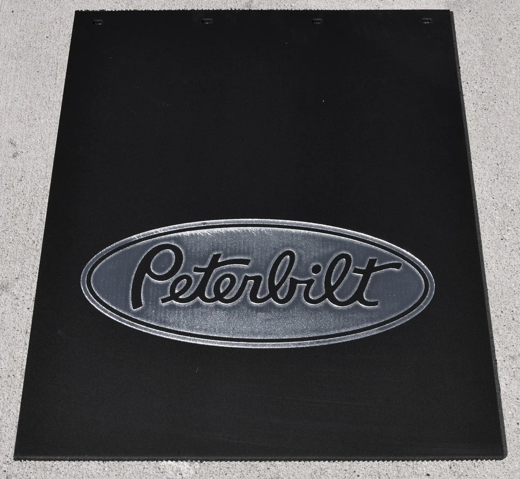 Mudflaps for Peterbilt 24" x 30" Black Silver 3/8 Thick Rubber Rib Back MPS-2430