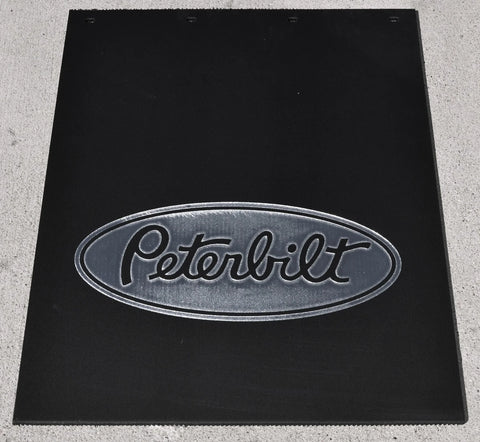 Mudflaps for Peterbilt 24" x 30" Black Silver 3/8 Thick Rubber Rib Back MPS-2430