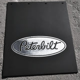 Mudflaps for Peterbilt 24" x 30" Black Silver 3/8 Thick Rubber Rib Back MPS-2430