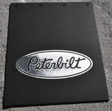 Mudflaps for Peterbilt 24" x 30" Black Silver 3/8 Thick Rubber Rib Back MPS-2430