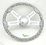 Steering Wheel 4 Spoke for Freightliner 1989-2006 White Black Zebra Print w/Hub