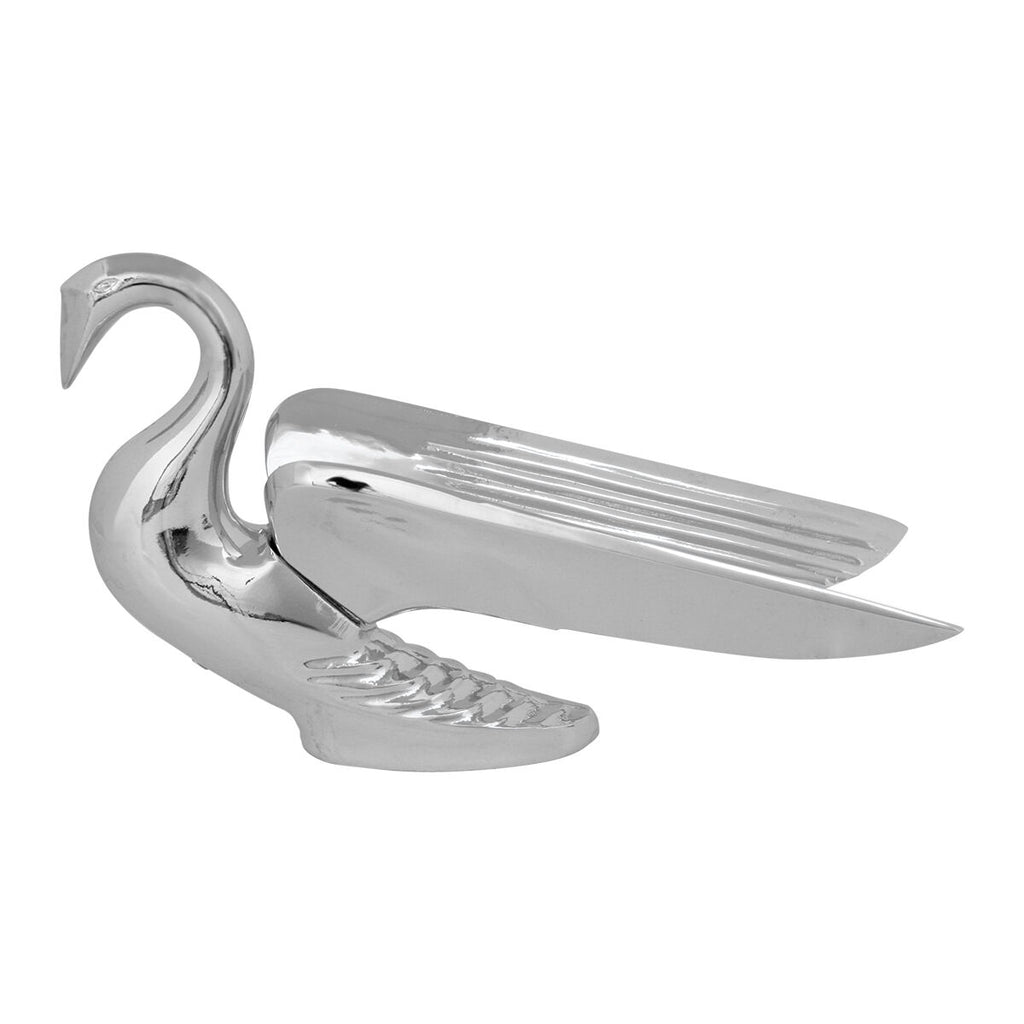 Hood Ornament Wonder Wing Bugler Winged Swan Chrome Die Cast 4.25" Tall GG#48080
