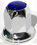 Lug Nut Covers 33mm Push-On Blue Reflector Chrome 2" Tall UP#10041 Set of 20